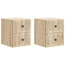 Væghængt Natbord med skuffe 2 pcs Sonoma-eg 33 x 34,5 x 40 cm