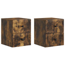Væghængt Natbord med skuffe 2 pcs Røget eg 33 x 34,5 x 40 cm