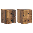 Væghængt Natbord med skuffe 2 pcs Gammelt træ 33 x 34,5 x 40 cm