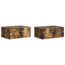 Væghængt Natbord med skuffe 2 pcs Røget eg 49 x 34,5 x 20 cm