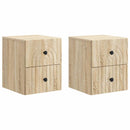 Væghængt Natbord med skuffe 2 pcs Sonoma-eg 33 x 34,5 x 40 cm