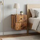 Væghængt Natbord med skuffe 2 pcs Gammelt træ 33 x 34,5 x 40 cm