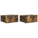 Væghængt Natbord med skuffe 2 pcs Røget eg 49 x 34,5 x 24 cm