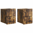 Væghængt Natbord med skuffe 2 pcs Røget eg 33 x 34,5 x 43 cm