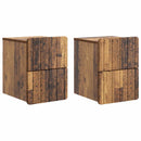 Væghængt Natbord med skuffe 2 pcs Gammelt træ 33 x 34,5 x 43 cm