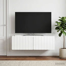 Væghængt TV-skab 98 x 41 x 30 cm Hvid højglans Konstrueret træ