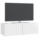 Væghængt TV-skab Hvid højglans 98 x 41 x 30 cm Konstrueret træ