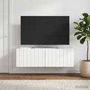 Væghængt TV-skab 98 x 31 x 30 cm Hvid højglans Konstrueret træ