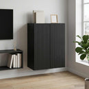 Vægmonteret skab Sort 66 x 34,5 x 90 cm Konstrueret træ