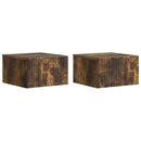 Væghængt Natbord med skuffe 2 pcs Røget eg 33 x 34,5 x 20 cm