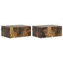 Væghængt Natbord med skuffe 2 pcs Røget eg 49 x 34,5 x 20 cm