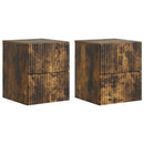 Væghængt Natbord med skuffe 2 pcs Røget eg 33 x 34,5 x 40 cm