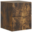Væghængt Natbord med skuffe 2 pcs Røget eg 33 x 34,5 x 40 cm