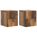 Væghængt Natbord med skuffe 2 pcs Gammelt træ 33 x 34,5 x 40 cm