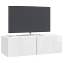 Væghængt TV-skab Hvid højglans 98 x 41 x 30 cm Konstrueret træ