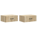 Væghængt Natbord med skuffe 2 pcs Sonoma-eg 49 x 34,5 x 20 cm