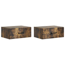 Væghængt Natbord med skuffe 2 pcs Røget eg 49 x 34,5 x 20 cm
