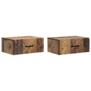 Væghængt Natbord med skuffe 2 pcs Gammelt træ 49 x 34,5 x 20 cm