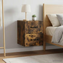 Væghængt Natbord med skuffe 2 pcs Røget eg 34,5 x 33 x 40 cm
