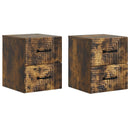 Væghængt Natbord med skuffe 2 pcs Røget eg 34,5 x 33 x 40 cm