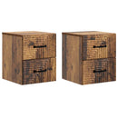 Væghængt Natbord med skuffe 2 pcs Gammelt træ 34,5 x 33 x 40 cm