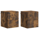 Væghængt Natbord 2 pcs Røget eg 34,5 x 33 x 40 cm