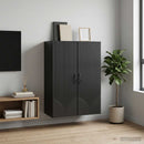 Vægmonteret skab Sort 66 x 34,5 x 90 cm Konstrueret træ