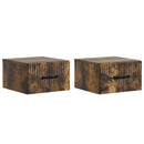 Væghængt Natbord med skuffe 2 pcs Røget eg 34,5 x 33 x 20 cm