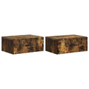 Væghængt Natbord med skuffe 2 pcs Røget eg 49 x 34,5 x 20 cm