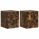 Væghængt Natbord med skuffe 2 pcs Røget eg 34,5 x 33 x 40 cm