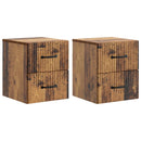 Væghængt Natbord med skuffe 2 pcs Gammelt træ 34,5 x 33 x 40 cm