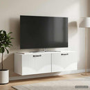 Væghængt TV-skab Hvid 98 x 31 x 30 cm Konstrueret træ
