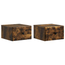 Væghængt Natbord med skuffe 2 pcs Røget eg 34,5 x 33 x 20 cm