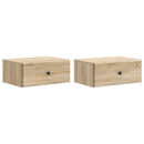 Væghængt Natbord med skuffe 2 pcs Sonoma-eg 49 x 34,5 x 20 cm