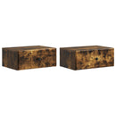 Væghængt Natbord med skuffe 2 pcs Røget eg 49 x 34,5 x 20 cm