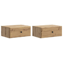 Væghængt Natbord med skuffe 2 pcs Artisan-eg 49 x 34,5 x 20 cm