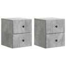 Væghængt Natbord med skuffe 2 pcs Betongrå 34,5 x 33 x 40 cm