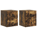 Væghængt Natbord med skuffe 2 pcs Røget eg 34,5 x 33 x 40 cm