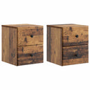 Væghængt Natbord med skuffe 2 pcs Gammelt træ 34,5 x 33 x 40 cm