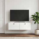 Væghængt TV-skab 98 x 41 x 30 cm Hvid højglans Konstrueret træ