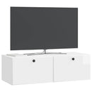 Væghængt TV-skab 98 x 41 x 30 cm Hvid højglans Konstrueret træ