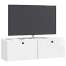 Væghængt TV-skab 98 x 31 x 30 cm Hvid højglans Konstrueret træ