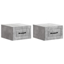 Væghængt Natbord med skuffe 2 pcs Betongrå 34,5 x 33 x 20 cm