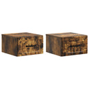 Væghængt Natbord med skuffe 2 pcs Røget eg 34,5 x 33 x 20 cm