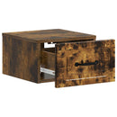 Væghængt Natbord med skuffe 2 pcs Røget eg 34,5 x 33 x 20 cm