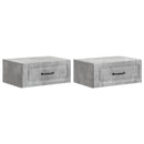 Væghængt Natbord med skuffe 2 pcs Betongrå 49 x 34,5 x 20 cm