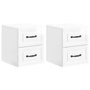 Væghængt Natbord 2 pcs Hvid højglans 34,5 x 33 x 40 cm
