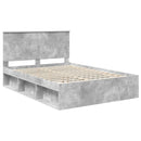 Sengestel med hovedgærde Beton Grå 150 x 200 cm Massiv fyrretræ