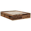 Sengestel med skuffe Gammelt træ 150 x 200 cm Massiv fyrretræ
