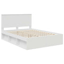 Sengestel med hovedgærde Hvid 140 x 200 cm Massiv fyrretræ